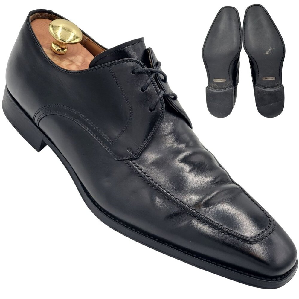 Magnanni Spain Men's size 10M Black Leather Dress Shoes Square-toe Derby Oxfords